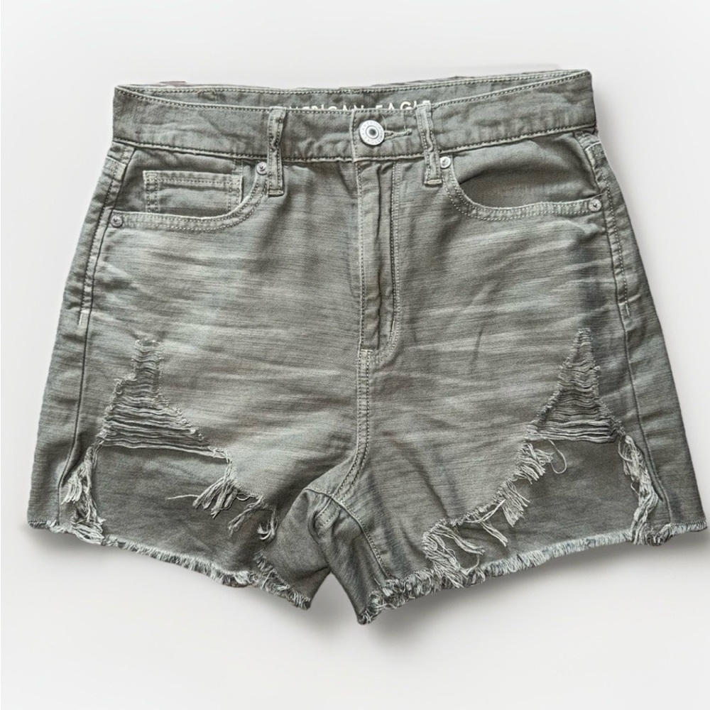 American Eagle Highest Rise Distressed Mom Short Olive Green Size 2